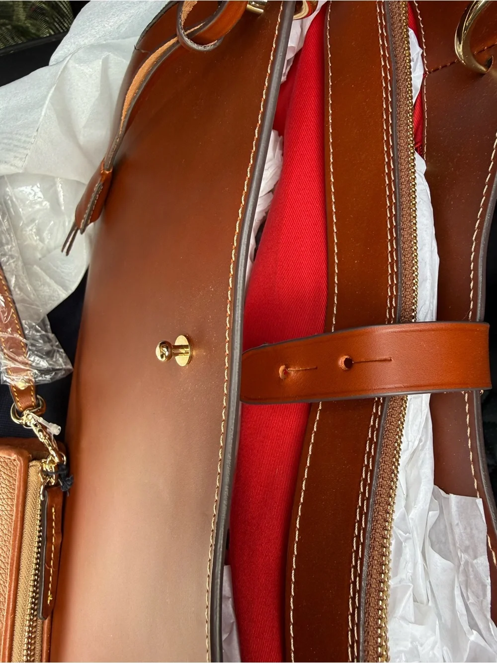 Dooney & Bourke Saddle Brown Leather Tote with Matching Wallet
